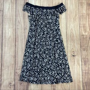 Chaps Navy and White Off Shoulder Dress EUC!